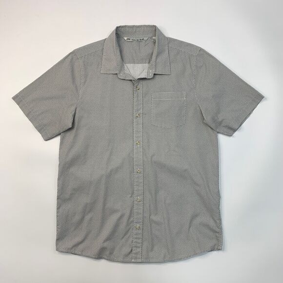 Travis Mathew Shirt Mens L Large Black White Circle Print Button Up Short Sleeve - Picture 2 of 10
